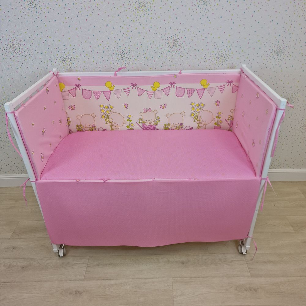 Бортик из 4 (2дл+2пр) подушек по всему периметру кроватки (бязь + пенополиуретан) артикул анонс 929_05