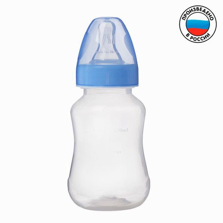 Бутылочка для кормления, классическое горло, приталенная, 150 мл., от 0 мес., цвет синий артикул анонс 2969772