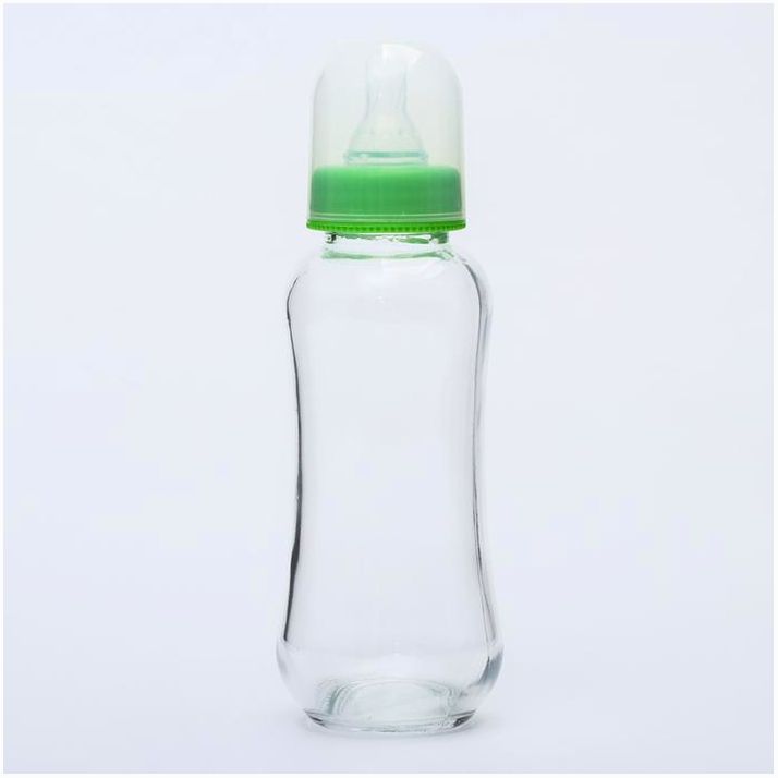 Бутылочка для кормления, стекло, 280 мл., без ручек, цвет МИКС артикул анонс 4627674