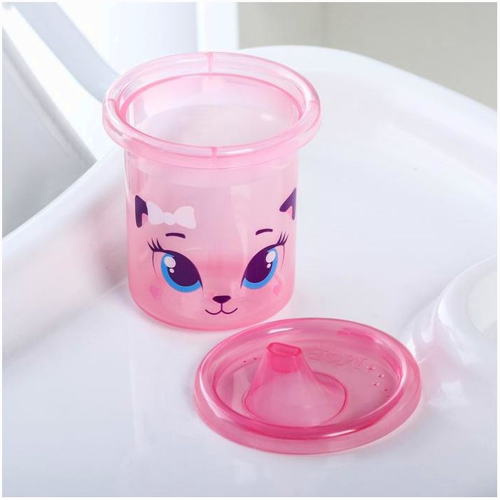 Картинка Поильник детский «Кошечка Софи», с твёрдым носиком 200 мл, цвет розовый (№3721460) от магазина Мир детей Товары для Новорожденных