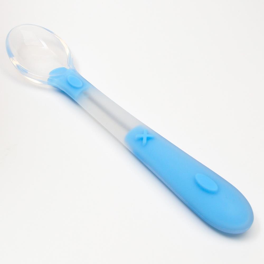 Ложка детская для кормления силиконовая, от 5 мес., цвет голубой артикул анонс 7550795