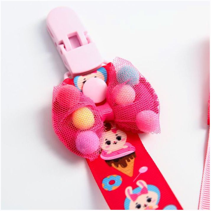 № 4798842 Набор держателей для пустышек «Зайка Полли» 2шт: на ленте, на цепочке