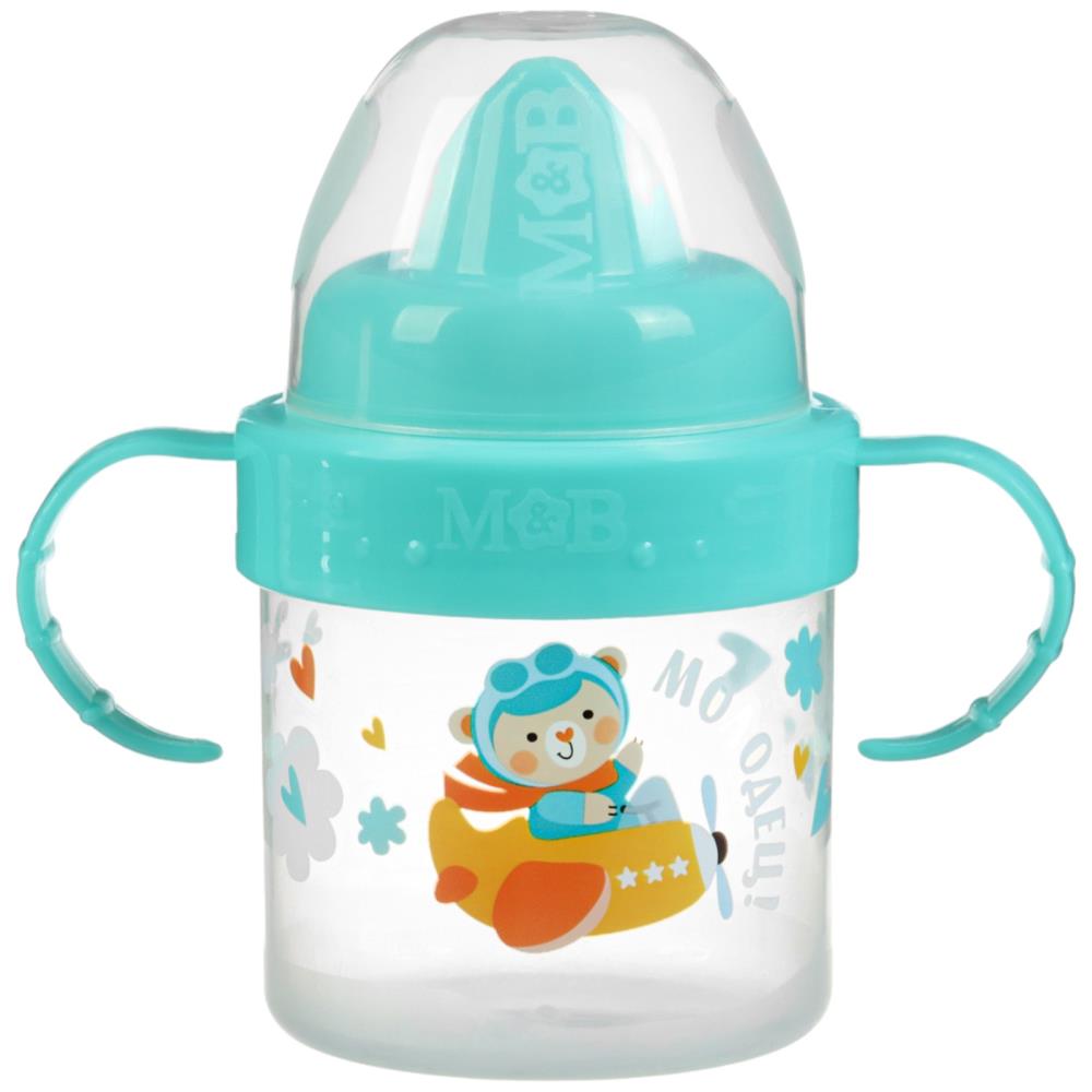 Картинка Поильник детский с твёрдым носиком «мишка», 150 мл., с ручками, цвет бирюзовый (№10648987) от магазина Мир детей Товары для Новорожденных