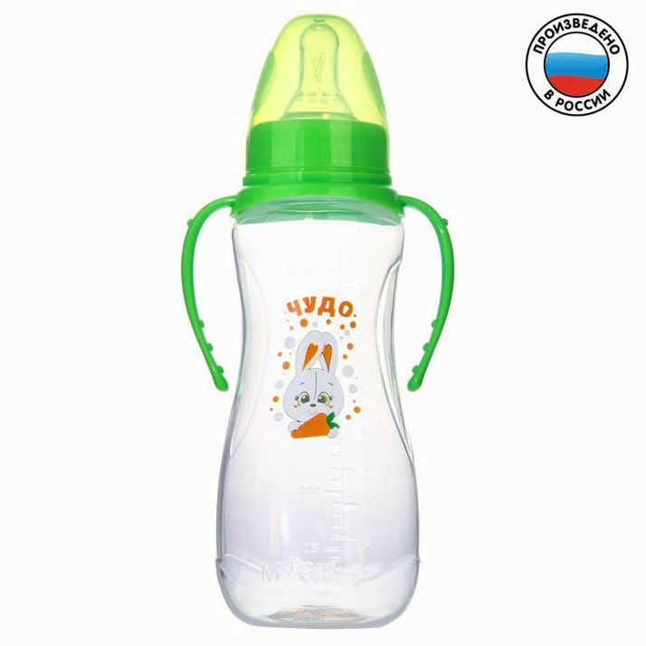 Бутылочка «Зайка Тяпа» , с ручками, 250 мл, от 0 мес., цвет зелёный артикул анонс 2969824
