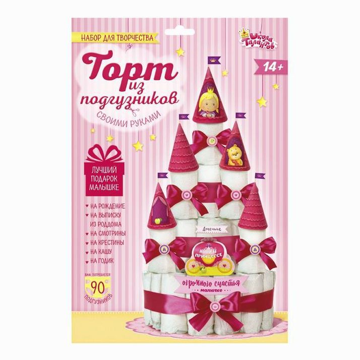 Картинка Набор для создания торта из подгузников "Принцесса" (№1253680) от магазина Мир детей Товары для Новорожденных