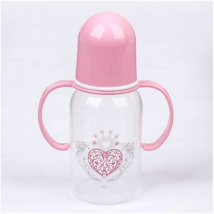 Бутылочка для кормления «Принцесса» с ручками, 150 мл, от 0 мес., цвет розовый артикул анонс 2667397