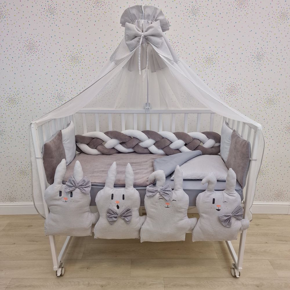 КПБ 17 пр (балдахин + борт + пододеяльник + одеяло + наволочка + подушка + простынь (плюш/бязь) артикул анонс 1178-0-1