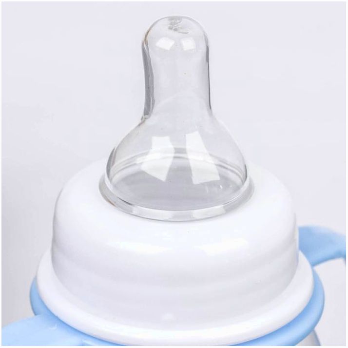 № 2667393 Бутылочка для кормления «Джентльмен» с ручками, 150 мл, от 0 мес., цвет голубой