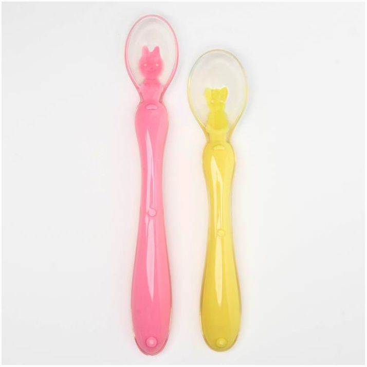 Набор ложек для кормления силиконовых «Милые зверята», от 5 мес., 2 шт., цвет розовый + фиолетовый артикул анонс 2598205