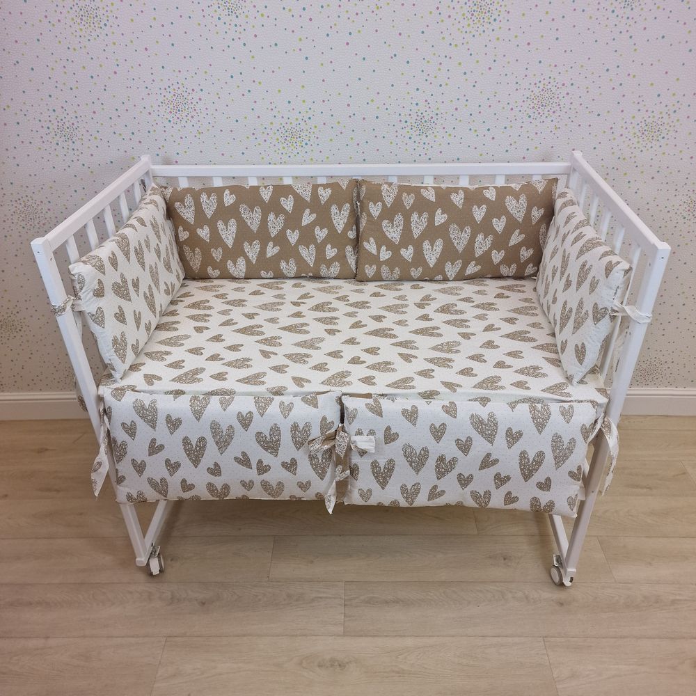 Бортик из 6 (0кв+6пр) подушек по всему периметру кроватки (бязь + синтепон) артикул анонс 962_04