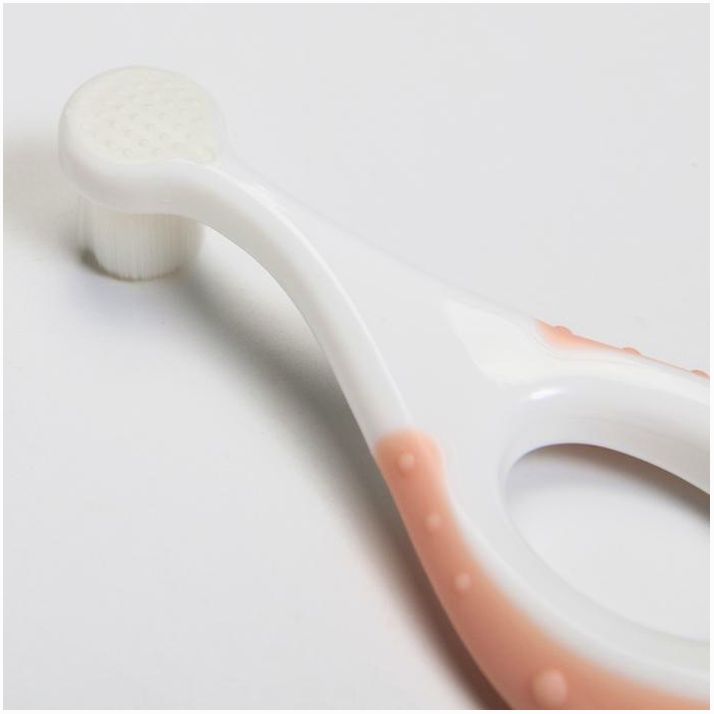 Картинка Детская зубная щетка, нейлон, с ограничителем, цвет розовый (№6929794) от магазина Мир детей Товары для Новорожденных