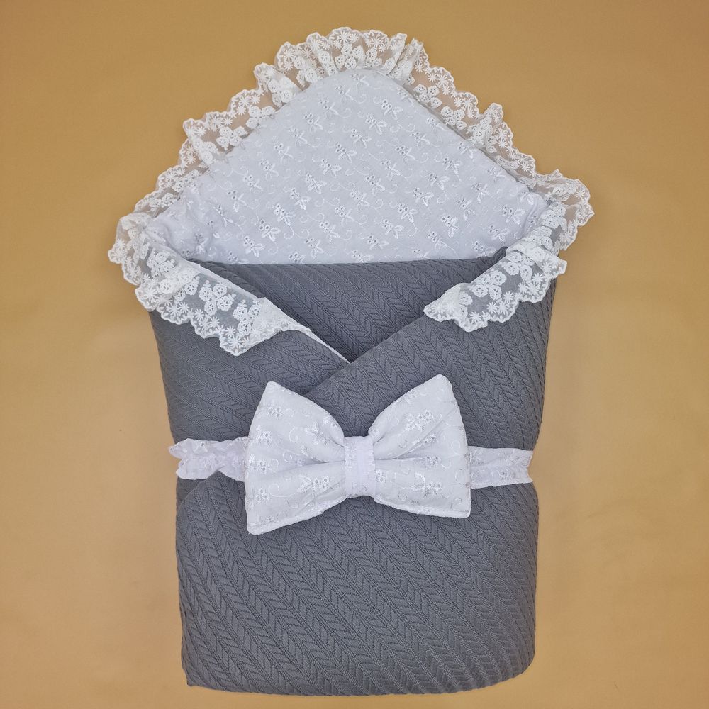 Комплект на выписку 2 пр: одеяло+бант (вязанка+бязь) артикул анонс 1895вз-1-1_м_09