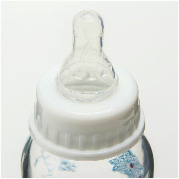 Картинка Бутылочка для кормления, классическое горло, стеклянная, средний поток, 240 мл., цвет МИКС (№3973822) от магазина Мир детей Товары для Новорожденных