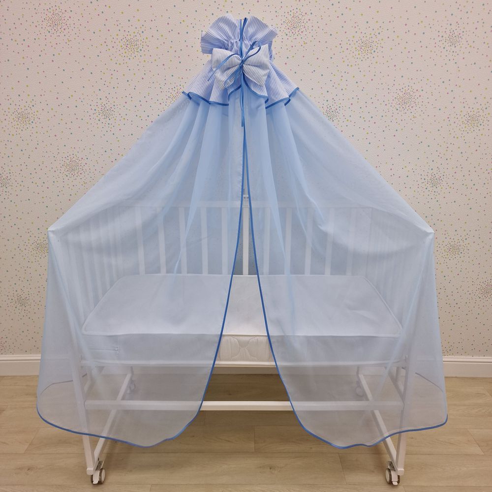 Балдахин с отделкой и оборкой с окантовкой (бязь/сеточка) + бант (бязь) артикул анонс 934_23