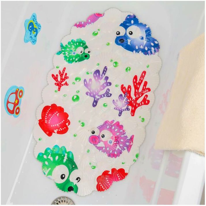 № 1152769 Коврик противоскользящий СПА в ванну на присосках Доляна «Рыбка-шар», 39?69 см