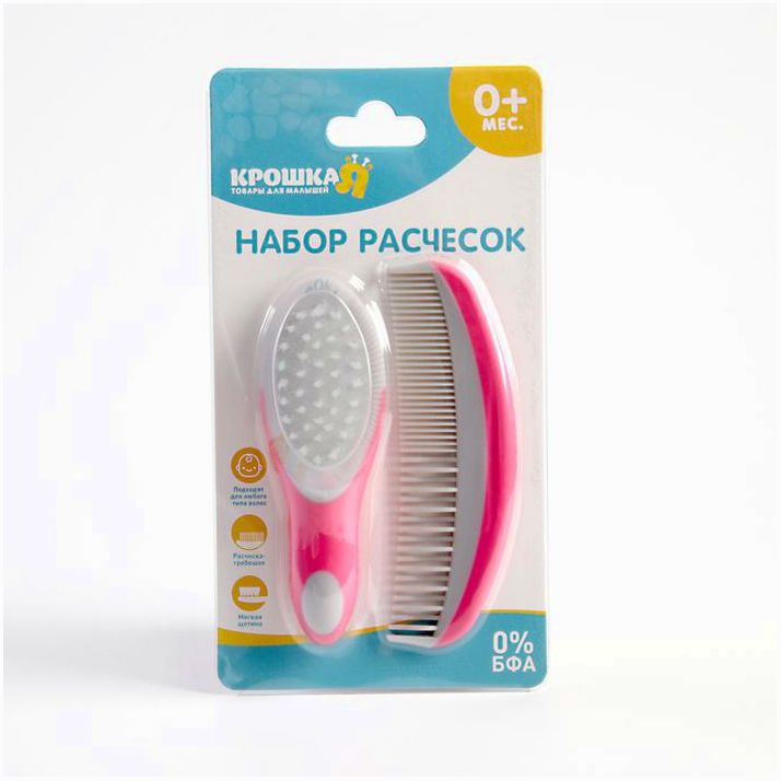 Картинка Набор для ухода за волосами, щетка+ расческа, цвет розовый (№4599958) от магазина Мир детей Товары для Новорожденных