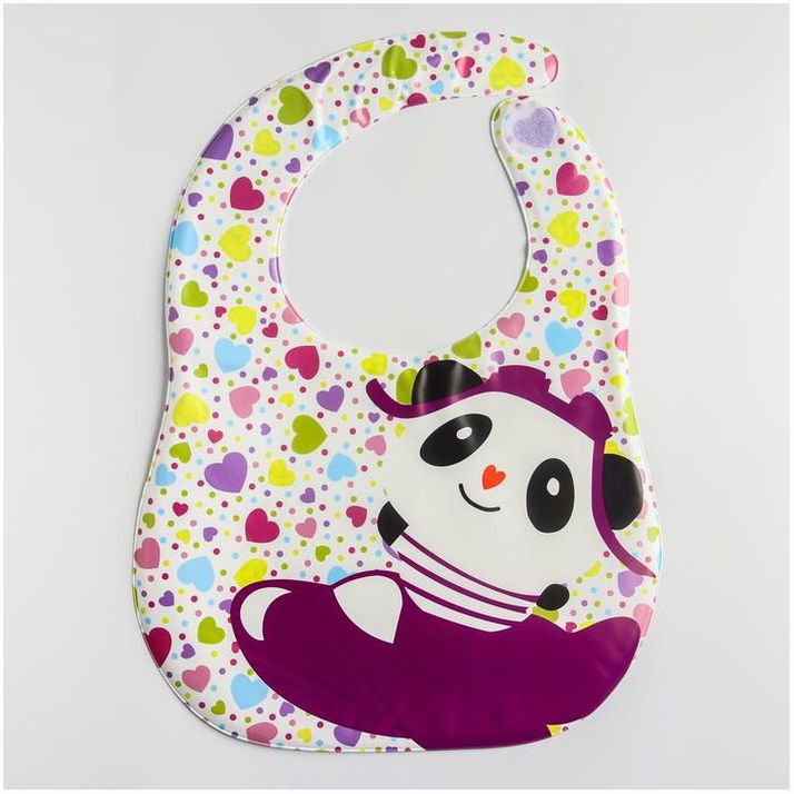 Нагрудник для кормления «Весёлая панда» непромокаемый на липучке, с карманом, мягкий артикул анонс 1886162