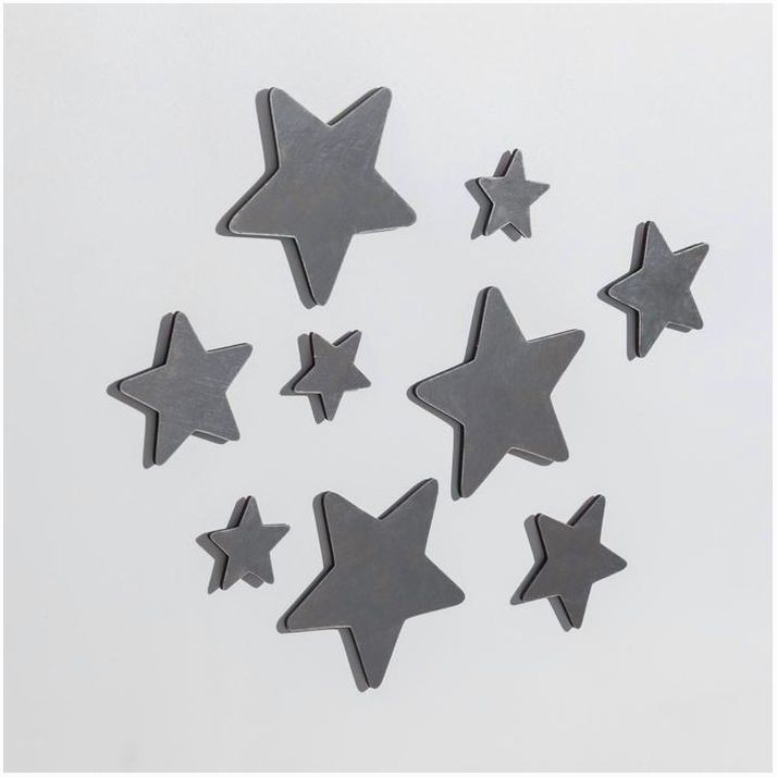 Картинка Декор настенный "Звёзды", 9 элементов, 5, 8, 12 см, хром (№6971509) от магазина Мир детей Товары для Новорожденных