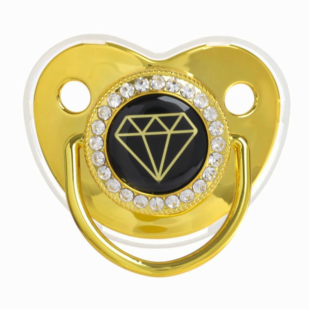 Картинка Набор: пустышка ортодонтическая с держателем «Бриллиант», , от 6 мес,золотая, стразы (№10092756) от магазина Мир детей Товары для Новорожденных