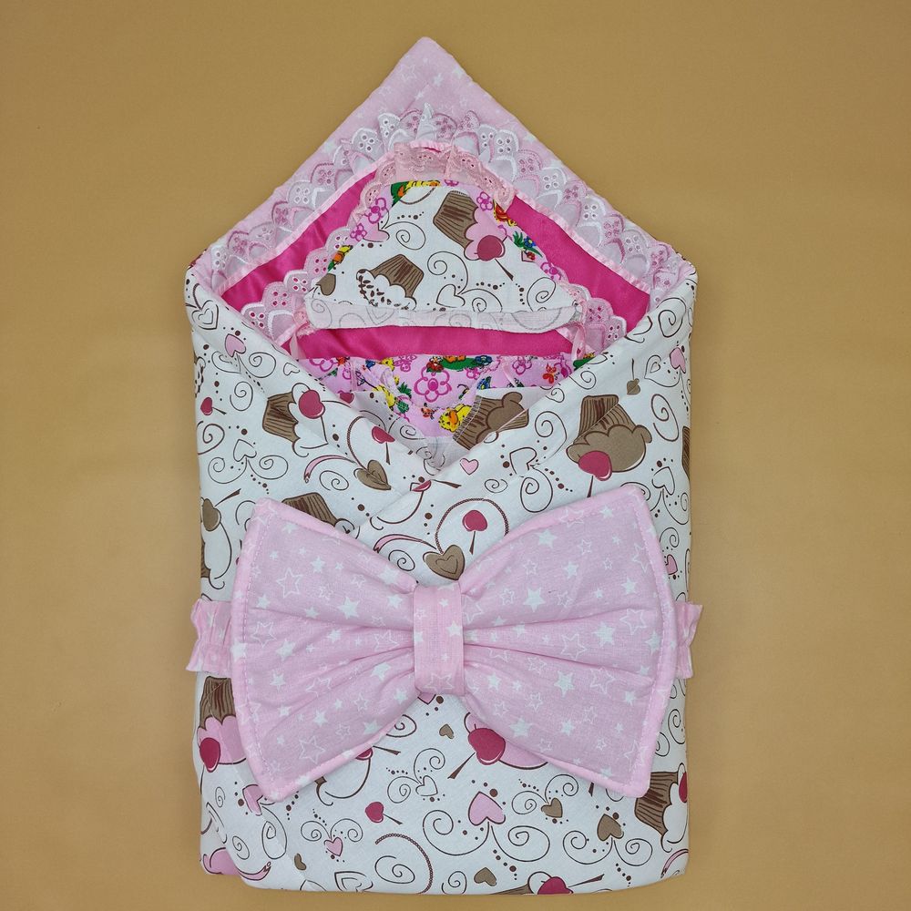 Комплект на выписку 7 пр: одеяло+уголок+пеленка+2 распашонки+чепчик+бант артикул анонс 1880б-2-2_о_11