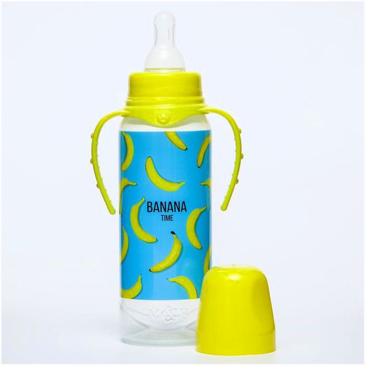 Картинка Бутылочка для кормления «Бананы», классическое горло, от0 мес, 250 мл., цилиндр, с ручками (№5399880) от магазина Мир детей Товары для Новорожденных