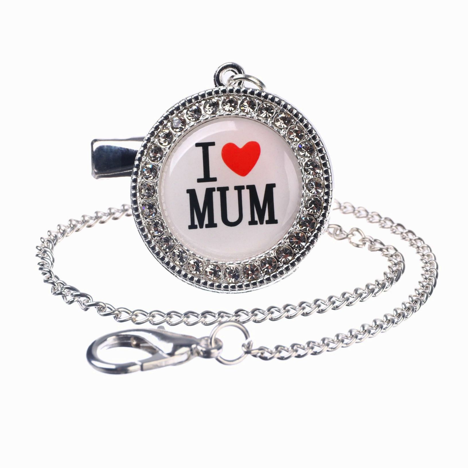 Картинка Соска - пустышка ортодонтическая, I LOVE MUM, с колпачком, +6мес., белый/серебро, стразы (№9426736) от магазина Мир детей Товары для Новорожденных