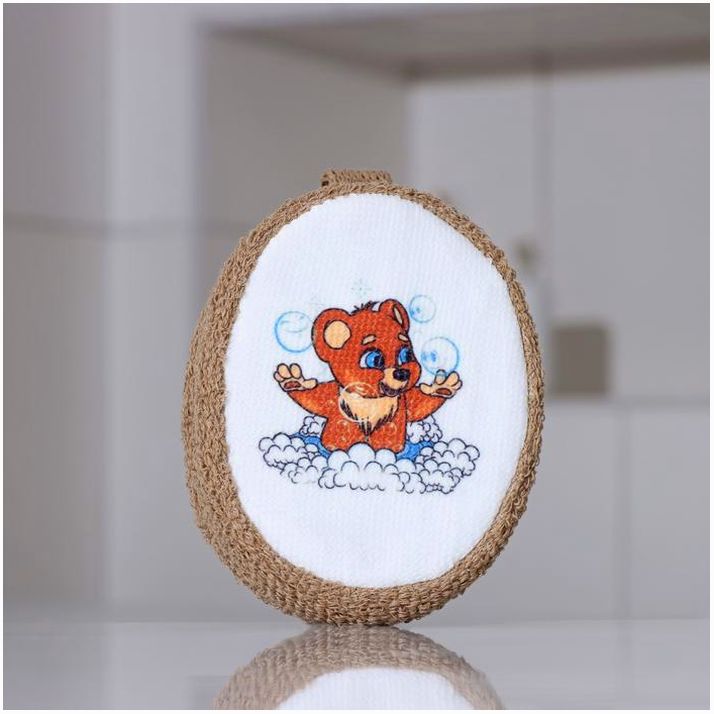 Мочалка для тела «Мишутка», 11?14 см, цвет микс артикул анонс 6832407