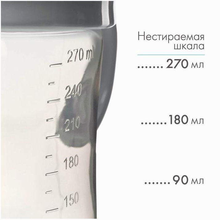 Картинка Поильник - непроливайка с силиконовым носиком, 270 мл, серый (№9269311) от магазина Мир детей Товары для Новорожденных