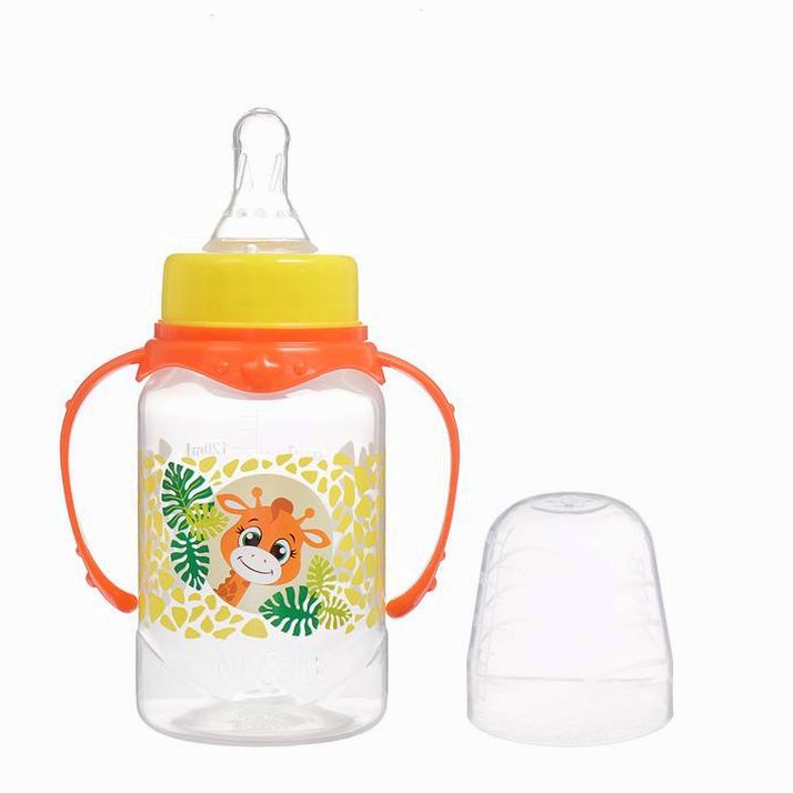 № 2969876 Бутылочка «Жирафик Лило» классическая, с ручками, 150 мл, от 0 мес., цвет оранжевый