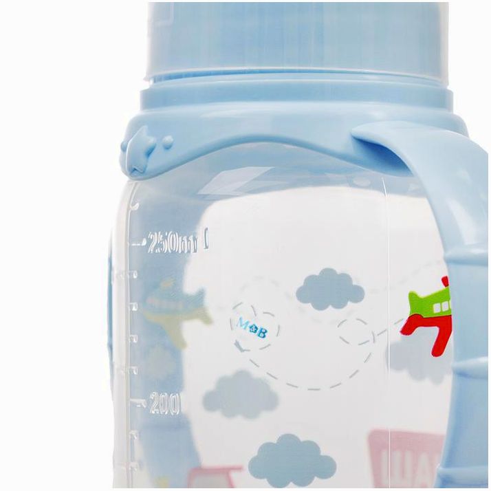 Картинка Бутылочка для кормления «Сыночек», классическое горло, с ручками, 250 мл., от 0 мес., цвет голубой (№2969803) от магазина Мир детей Товары для Новорожденных