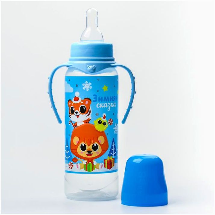Картинка Бутылочка для кормления «Малыши» 250 мл, цвет МИКС, подарочная упаковка, с ручками (№4949249) от магазина Мир детей Товары для Новорожденных