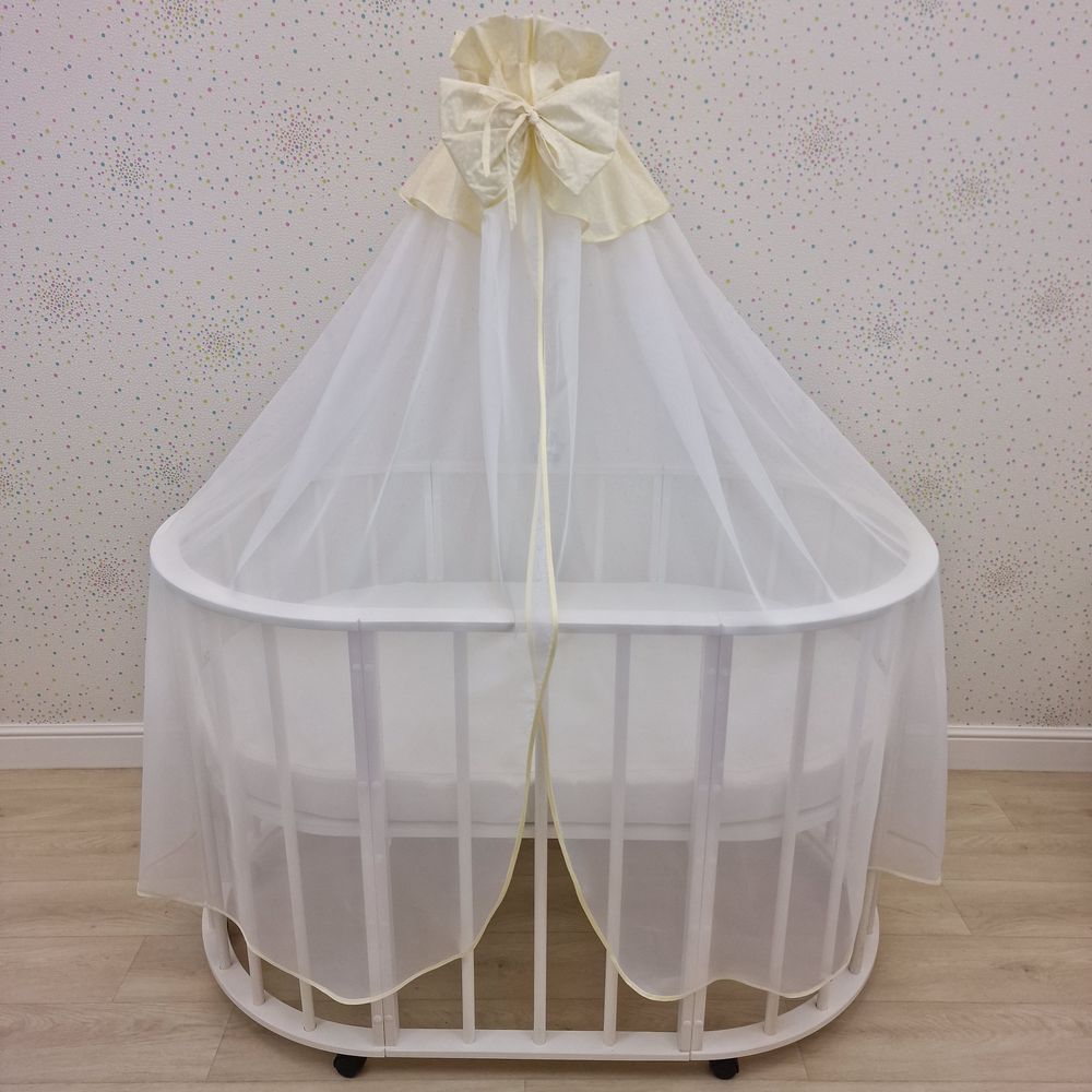 Балдахин с отделкой и оборкой с окантовкой (бязь/сеточка) + бант (бязь) артикул анонс 934_31