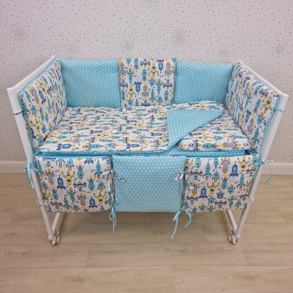 КПБ 13 пр (борт + пододеяльник + одеяло + наволочка + подушка + простынь (бязь) 6кв+2пр артикул анонс 1146-0-1бб_02