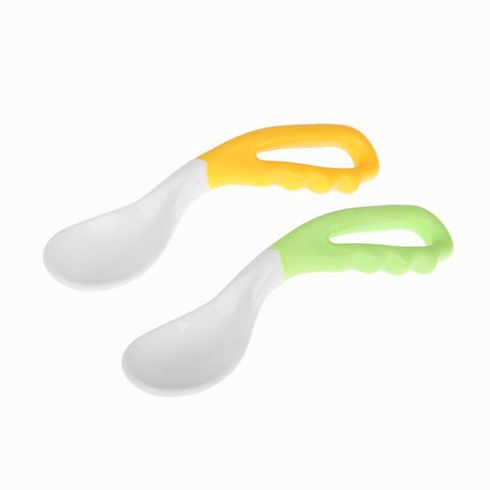Набор детских ложек для кормления, 2 шт., цвет жёлтый/зелёный артикул анонс 3780393