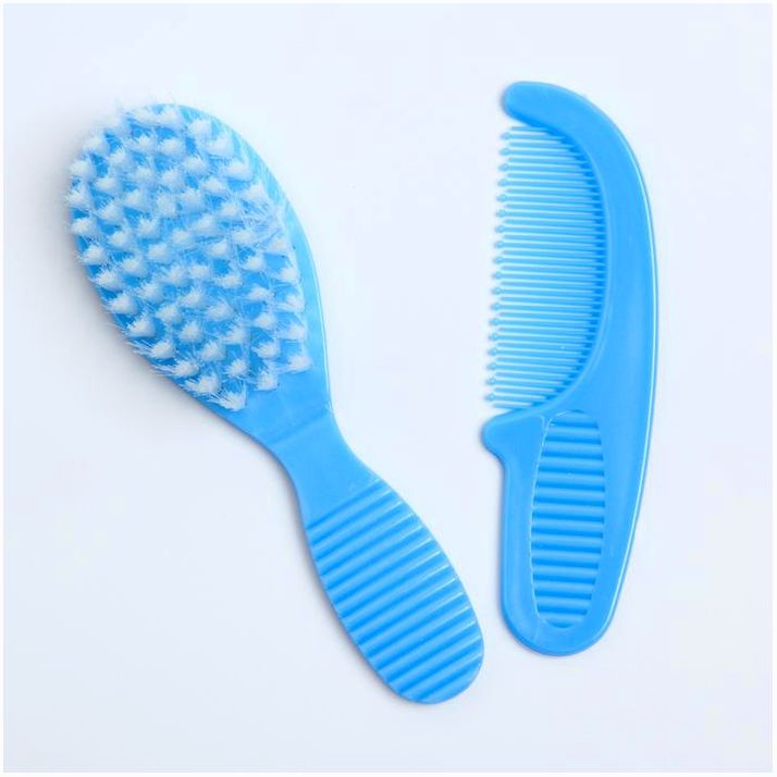 Расчёска детская + массажная щётка для волос, от 0 мес., цвет голубой, рисунок МИКС артикул анонс 1917370