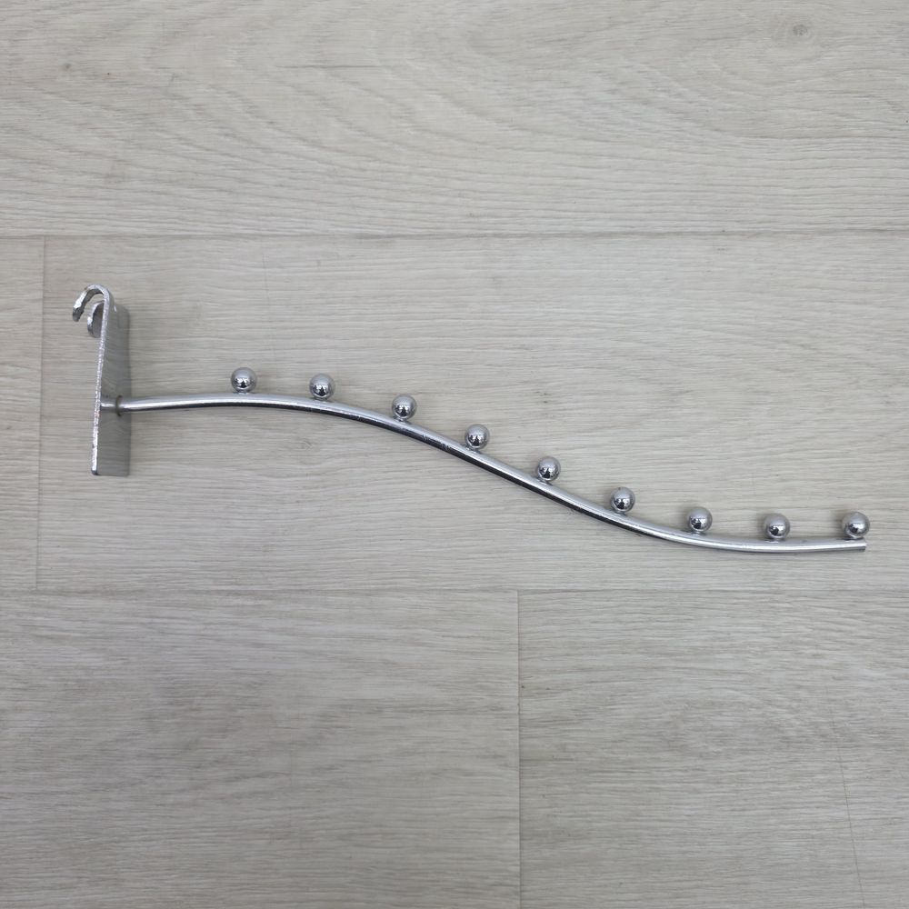 № Кр-9-35 Крючок (кронштейн) на торговую решетку (длина 35 см/9 шаров) хром