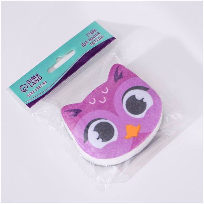 Картинка Губка для мытья посуды «Сова» 8х6,6 см (№7621129) от магазина Мир детей Товары для Новорожденных