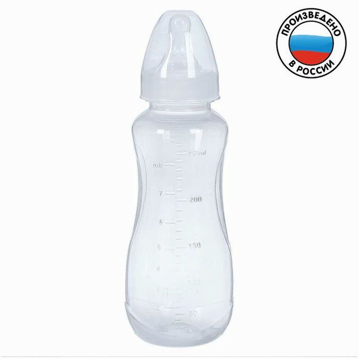 Бутылочка для кормления, классическое горло, приталенная, 250 мл., от 3 мес., цвет белый артикул анонс 2969738