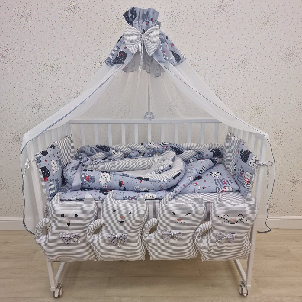 КПБ 17 пр (балдахин + борт + пододеяльник + одеяло + наволочка + 2подушки + простынь + гнездо (бязь) артикул анонс 1172-0-1