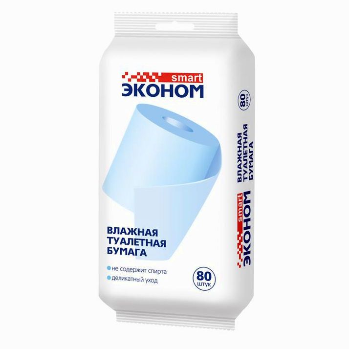 Туалетная бумага влажная Smart Эконом, 80 шт. артикул анонс 9195039
