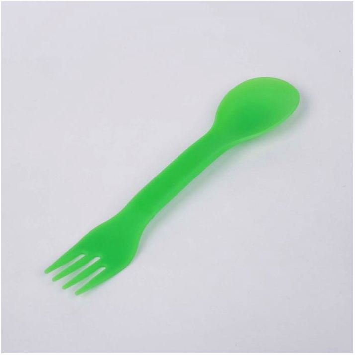 Ложка детская 2 в 1 «Вилка-ложка», от 5 мес., цвет зелёный артикул анонс 2257244
