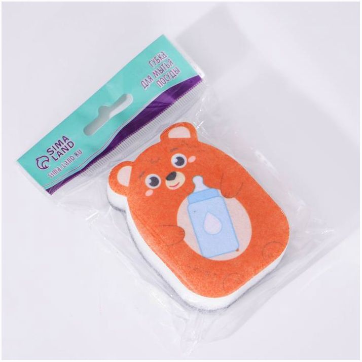 Картинка Губка для мытья посуды «Миша» 8,4х6 см (№7621130) от магазина Мир детей Товары для Новорожденных