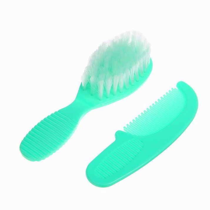 Расчёска детская + массажная щётка для волос, от 0 мес., цвет зелёный, рисунок МИКС артикул анонс 1917369