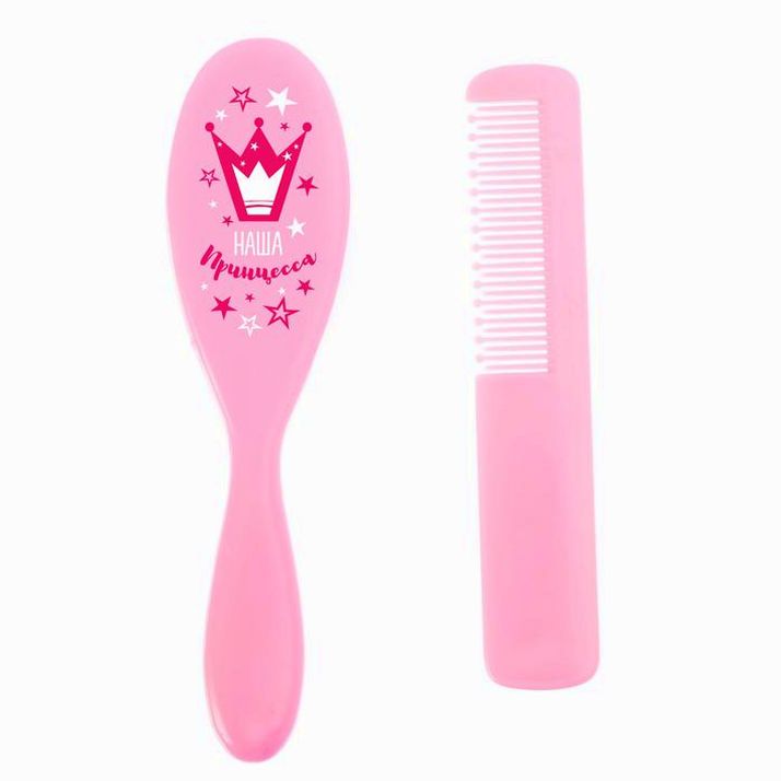 Картинка Расчёска детская + массажная щётка для волос «Наша принцесса», от 0 мес. (№3285060) от магазина Мир детей Товары для Новорожденных