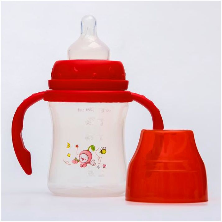 № 4770833 Бутылочка для кормления, с ручками, 180 мл., цвет красный