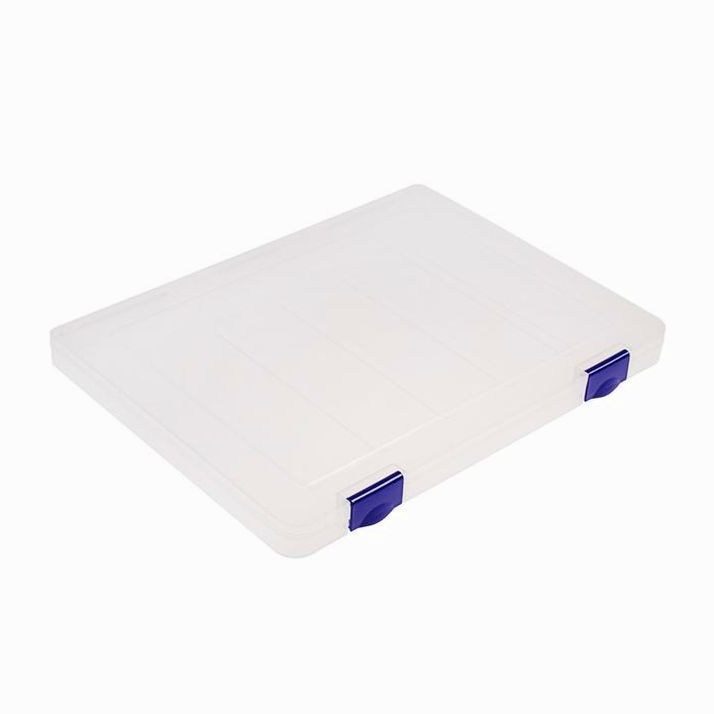 № 3870111 Папка для документов А4, с синими защелками, 230 х 305 х 23 мм, прозрачный корпус