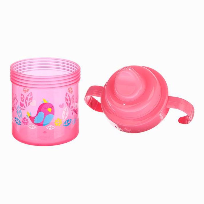 Картинка Поильник детский с твёрдым носиком «Радость», с ручками, 150 мл, цвет розовый (№3725821) от магазина Мир детей Товары для Новорожденных