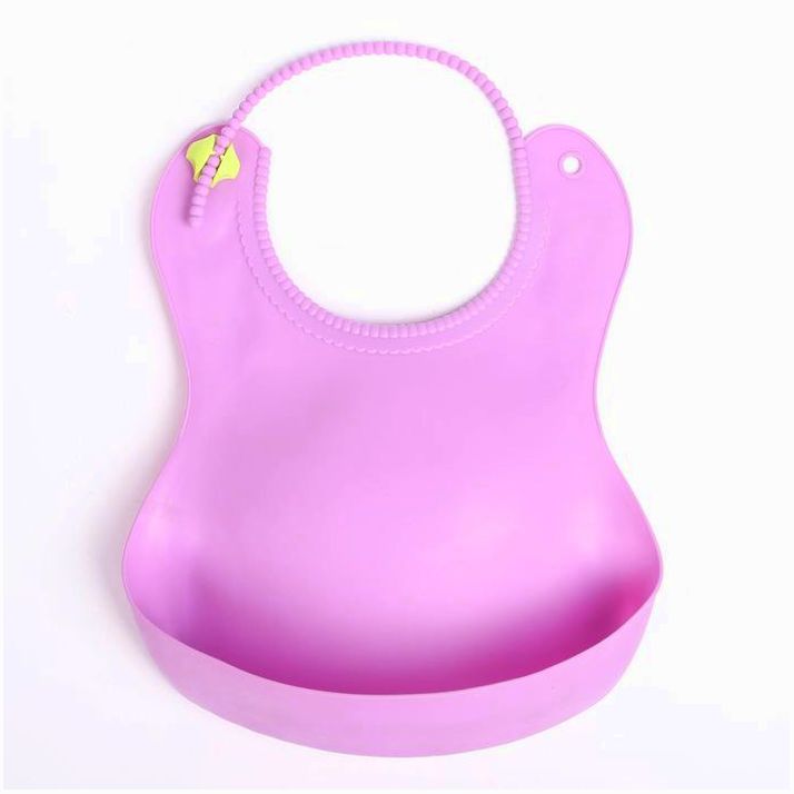 Нагрудник для кормления силиконовый с карманом, цвет сиреневый артикул анонс 2589150