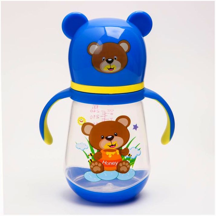 Поильник с ручками, мягкий носик, 240 мл., широкое горло, цвет МИКС артикул анонс 4313606