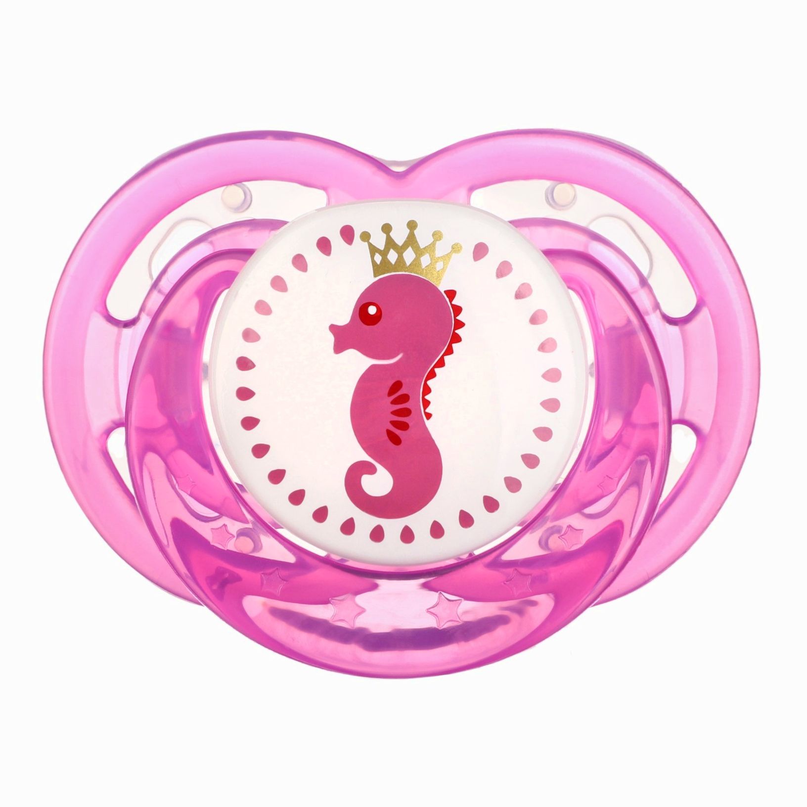 Соска- пустышка ортодотническая «Морской конек» с колпачком, +0 мес., розовый артикул анонс 9844205